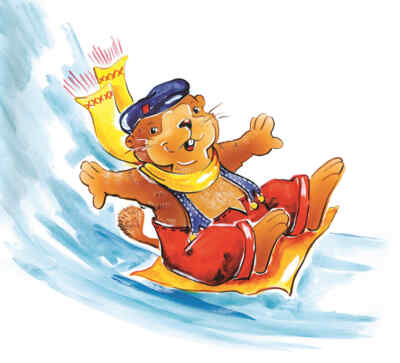 Mascot Murmi in water