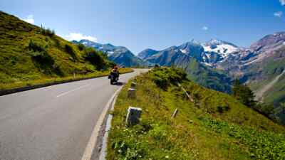 Motorcyclist on the High Alpine Road